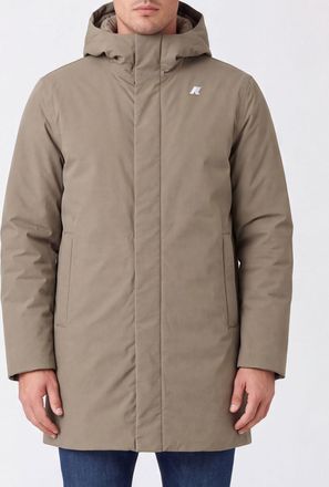 K-Way Parka al ginocchio in tessuto tecnico con cappuccio imbottito