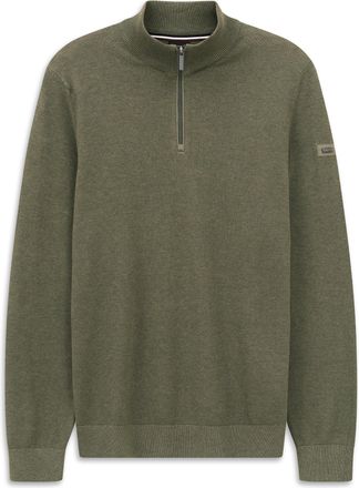 Bugatti Troyer BUGATTI Basic Essential, Herren, Gr. 4XL, 180, oliv, 100% Baumwolle, unifarben, regular fit, ohne Ausschnitt, Rippb&uuml;ndchen, Pullover Troyer, au