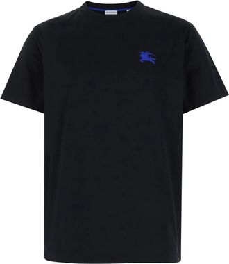Burberry Tops, Heren, Zwart, XL, Katoen, T-shirt met geborduurd logo