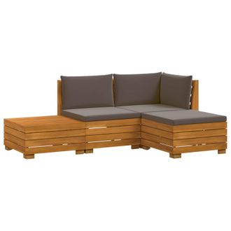 vidaXL Conjunto De Sof&aacute;s De Exterior Con Coj&iacute;n 4 Pieza Marr&oacute;n Vidaxl