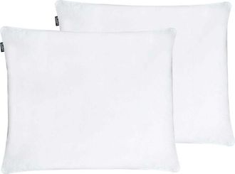 Beliani Set of 2 Bed Pillow White Cotton Duck Down and Feathers 50 x 60 cm High Medium Soft FELDBERG