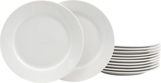 Gibson Home Noble Court 7.5 inch Dessert Plate Set in White, Set of 12
