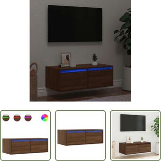 vidaXL TV mobile - Mobile Porta TV con Luci LED Rovere Marrone 75x35,5x25 cm