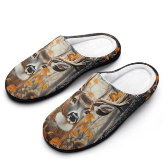 Generic Camouflage Forests Deer Womens Slippers Warm House Slippers Indoor House Shoes with Anti-Skid Rubber Sole