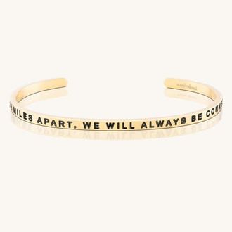 Mantra Side By Side Or Miles Apart, We Will Always Be Connected By Heart bracelet in Yellow Gold at Nordstrom