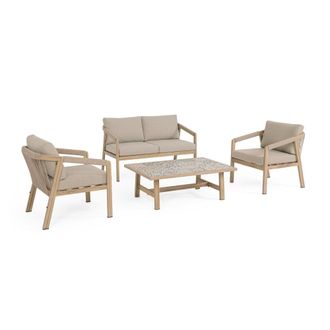 Konte Design Conjunto de sal&oacute;n de jard&iacute;n con cojines y trenzado de cuerda