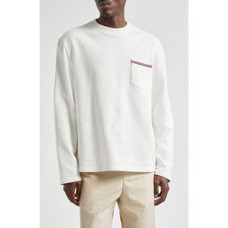 Thom Browne Oversize Cotton Sweatshirt in Natural White at Nordstrom, Size 0