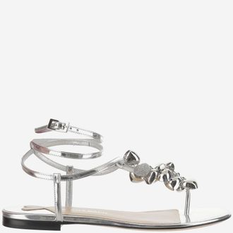 Mach & Mach Silver Leather Sandals