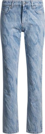 BOSS Slim-fit jeans in laser-patterned blue denim