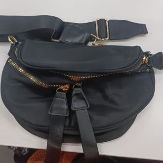 Generic Shoulder Bag Adjustable Bum Bag Double Zipper Tote Bag for Women Work (Black)