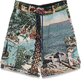 Amiri graphic-print shorts - men - Cotton/Cotton/Polyester - XXXL - Blue