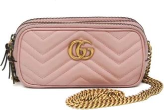 Gucci Pre-owned Cross Body Bags, female, Pink, Size: ONE SIZE Pre-owned Leather gucci-bags