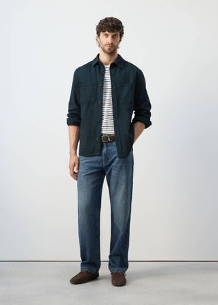 Mango Sovracamicia 100% cotone tasche navy - Uomo - S - MANGO MAN