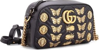 Gucci GG Marmont Shoulder Bag Embellished Matelasse Leather Small crossbody bag - Zwart