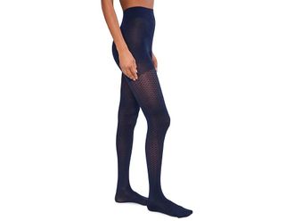 Wolford Merino Pattern Womens Tights Hose Navy : MD (411-63 - 99-187 lbs), Elastane/Polyamide/Wool