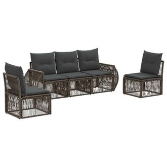 vidaXL Conjunto De Sof&aacute;s De Jard&iacute;n 5 Pcs Gris Y Gris Oscuro Vidaxl