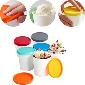 OEM Juego De 6 Tarrinas Para Helado, F&aacute;ciles De Guardar, Ideales Para Helado Casero, Para Almacenar Y Preparar Helado, Con Tapas, 12,4 X 13,8 Cm