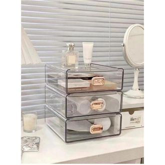 Trade Shop Trade Shop - Organizer Porta Trucchi Da Scrivania In Acrilico Trasparente Con Cassetti Impilabile