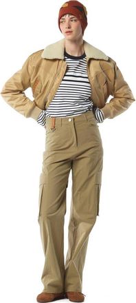 MCM Aviator Jacket in Shearling and ECONYL in Beige at Nordstrom, Size Medium Eu