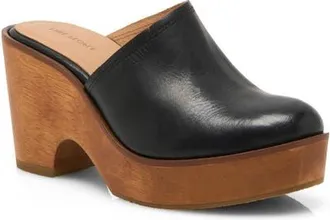 Free People Hudson Platform Clog in Black Leather at Nordstrom, Size 7.5