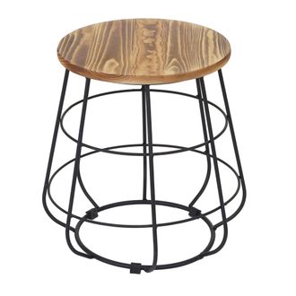 Hhg Hhg - Nunca Usado] Mesa Auxiliar 843, Mesilla De Noche Mesa De Centro, Dise&ntilde;o Industrial Madera Aut&eacute;ntica Mvg &Oslash;35cm
