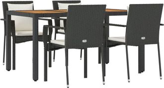 vidaXL Set De Muebles Jard&iacute;n 5 Pzas Con Cojines Rat&aacute;n Sint&eacute;tico Negro Vidaxl
