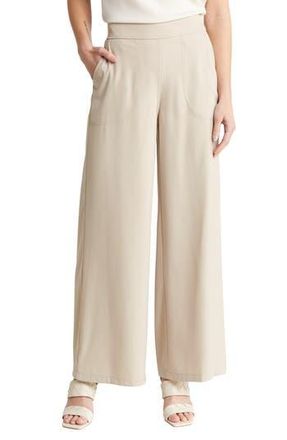 Max Studio Twill Easy Wide Leg Trouser in Pumice at Nordstrom Rack, Size X-Small