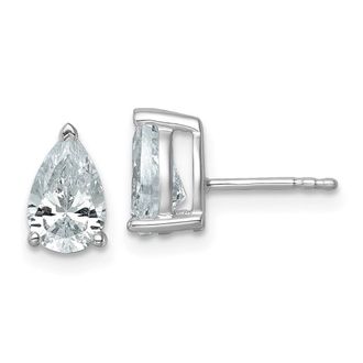 Diamond2Deal 14k White Gold 2 ct Pear Lab Grown Diamond Stud Earrings VS Clarity, G-H Color
