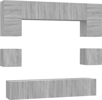 vidaXL 8 Piece TV Cabinet Set Grey Sonoma Engineered Wood vidaXL