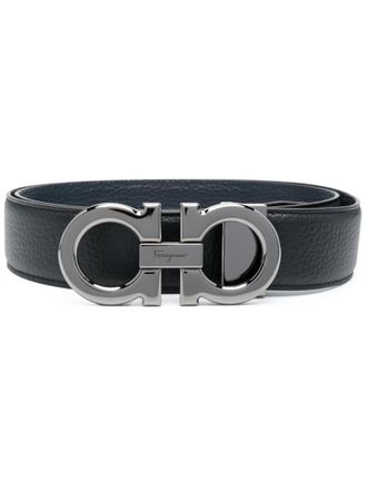 Ferragamo Black Gancini leather adjustable belt