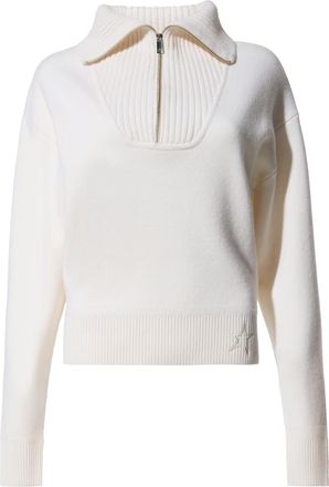 Perfect Moment White Fleece High-Collar Zip Trekking Pullover