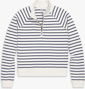 primary Adult Half-Zip Sweatshirt in Sunwashed Navy Ivory Stripe at Nordstrom, Size Xx-Large