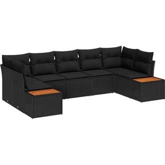 vidaXL Vidaxl - Conjunto De Sof&aacute; De Jard&iacute;n 7 Pcs Negro 289 X 154 X 85 Cm