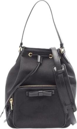 Prada Pre-owned Vintage Canvas Bucket Bag - Dames - Vintage Tas - Zwart - ONE Size - Leer - Vintage