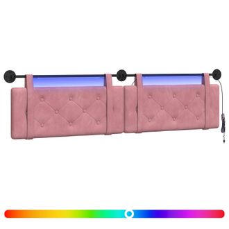 vidaXL Cabecero Colgante Con Luz Led Rosa Terciopelo Vidaxl