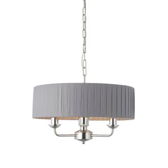 Loops Ceiling Pendant Light - Bright Nickel & Charcoal Fabric - 3 x 40W E14 - e10234 in Metallics