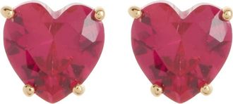 Nadri 18K Gold Plated Cubic Zirconia Heart Stud Earrings in Gold/Pink at Nordstrom Rack