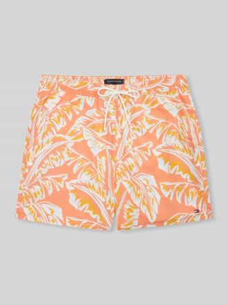 Tommy Hilfiger Regular Fit Badeshorts mit Allover-Muster in Orange, Gr&ouml;&szlig;e XXL