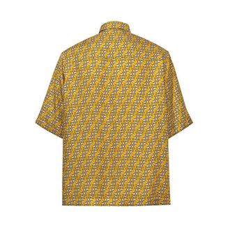 Fendi Mens Yellow Silk Shortsleeve Shirt