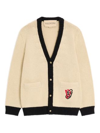 Valentino Garavani embroidered wool cardigan - Neutrals