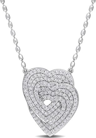 Mimi & Max Interlocking Hearts Pendant with Chain in Sterling Silver