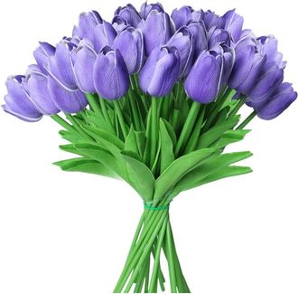 OEM Tulipanes Artificiales Rosas: Paquete De 10 Tulipanes Rosas De Ray&oacute;n Con Tallos, Ideales Para La Decoraci&oacute;n Del Hogar, Bodas, Hoteles Y Oficinas
