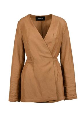 Fabiana Filippi Wrap Jacket Linen Viscose - Brown