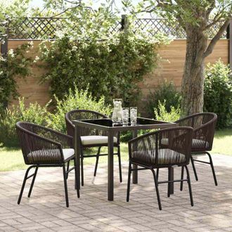 vidaXL Conjunto De Comedor De Jard&iacute;n 5 Pcs Marr&oacute;n Polirat&aacute;n Vidaxl