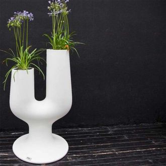 Plust Macetero Macetero 2 Agarraderas Dise&ntilde;o Moderno H126cm Cactus - Blanco