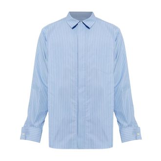 sacai Shirt met Decoratief Paneel - Heren - Zakelijke Overhemden - Blauw - L - Katoen - Overhemden