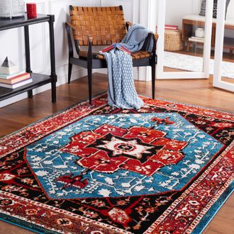 Safavieh Vintage Hamadan Machine Made Area Rug, Red / Blue Traditional Style Easy Care