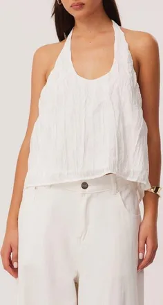 SNDYS Brandi Crinkle Halter Top in White at Nordstrom, Size X-Small