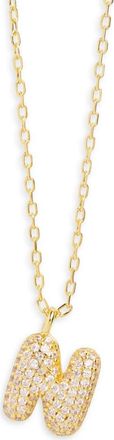 Argento Vivo Cubic Zirconia Bubble Inital Pendant Necklace in Gold - N at Nordstrom