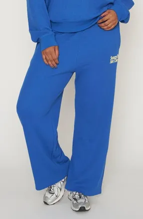 The Mayfair Group Sunny Days Are Coming Waffle Knit Wide Leg Sweatpants in Blue at Nordstrom, Size X-Small
